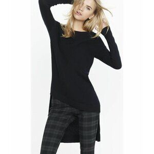 Express Sweater Womens (XS 0-2) Black Ribbed Asymmetrical Hi-Lo Hem Tunic